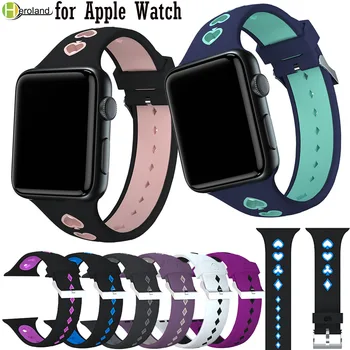 Спортен мек Силиконов ремък За Apple Watch Series1 2 3 4 5 6 38 мм 42 мм 44 мм 40 мм Взаимозаменяеми Гривна Каишка за часовник
