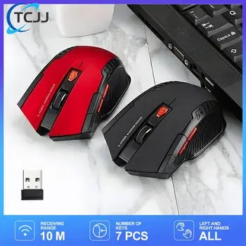 TCJJ безжична мишка 2.4ghz, оптична мишка с USB приемник, геймерская мишка с резолюция 1600 dpi, 6 бутона, аксесоари за PC, лаптоп