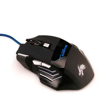 Жичен детска мишката 3200 точекна инча, светодиодна оптична USB, 7 бутона, ергономична детска мишката, жичен за игри за PC, лаптоп