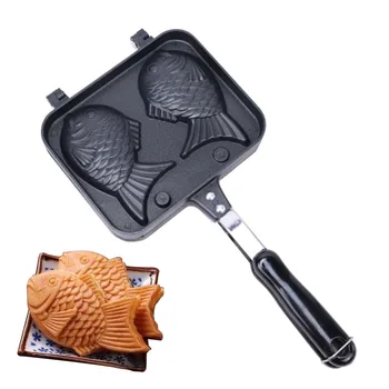 Антипригарная форма във форма на риба, инструмент за печене, вафельница, двойна тиган, инструменти за домашна торта от неръждаема стомана