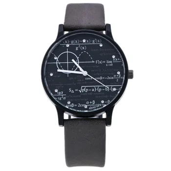 Мъжки часовник Кожа кварцов механизъм с математическа формула, модерен ръчен часовник, мъжки модерен часовник за двойки, дамски часовници, модни часовници