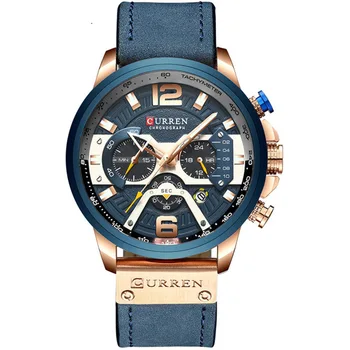 Curren Karray 8329 мъжки водоустойчив часовник шести розов цвят, многофункционални модни часовници с голям календар