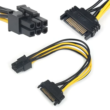 Захранващ кабел SATA с 15 на контакти на 6 Контакти PCI EXPRESS PCI-E Карта SATA Конвертор Адаптер графична Карта захранващ Кабел 20 см