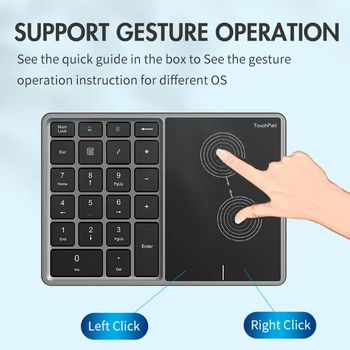 Клавиатура Bluetooth 2,4 G, цифрова клавиатура, 22 ключове, цифрова клавиатура със сензорен панел за Windows, IOS, Mac OS, Android, PC