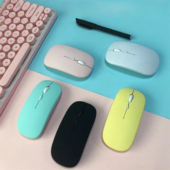 Безжична мишка 2,4 G, тиха офис акумулаторна мишка за лаптоп, супертонкая за PC, офис и детска мишката, съвместима с Bluetooth