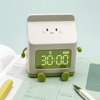 Многофункционален cartoony творчески alarm clock от кутията за мляко, специален електронен будилник за ученици, детски студентски будилник