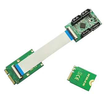 CY Mini PCI-E и NGFF A + E на четири порт, кабел-адаптер SATA 3.0, карта за разширяване на твърдия диск 6 Gbit/и за SSD
