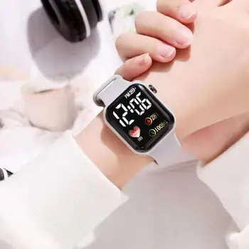 Електронни часовници с светящимся квадратен циферблат, водоустойчив, с точното време, принтом във формата на сърце, детски led цифрови спортни ръчни часовници за ежедневието