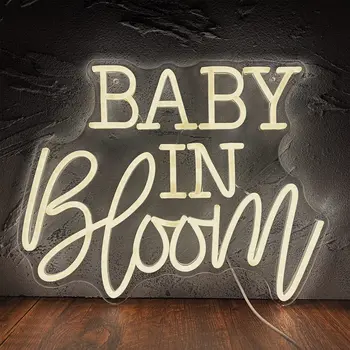 Неонова реклама с Baby In Bloom с led осветление за дома изкуство, сватбена бара, спални, естетична стая, на партито по повод рожден ден, подарък за украса на стени