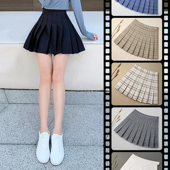 2023 Плиссированная пола с висока талия в корейски стил харадзюку за училищна униформа за момичета, секси мини пола, ученически поли Y2K