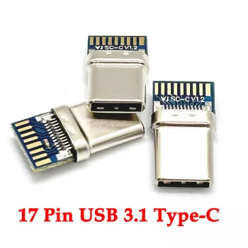 1-10 бр. 17-Пинов USB 3.1 Type-C Жак-Изход Адаптер за Запояване на проводници и кабели 17 Контакти Подкрепа на печатна платка