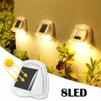 8LED монтиран на стената лампа със слънчева сензор, автоматично въвеждане на енергоспестяващи стенни осветителни тела, външна стълба във вътрешния двор, декоративно градинско осветление