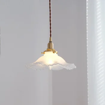 Скандинавски ретро окачен лампа от стъкло и месинг в стил loft, лампа за кухня, трапезария, висящи лампи за таван, осветление за дома