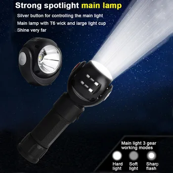 100шт мощен USB LED XML-T6 и COB Магнитен фенерче 7 Режим на 360 ° фенерче Светкавицата на светлината на Лампа за колоездене, Лов Пътуване
