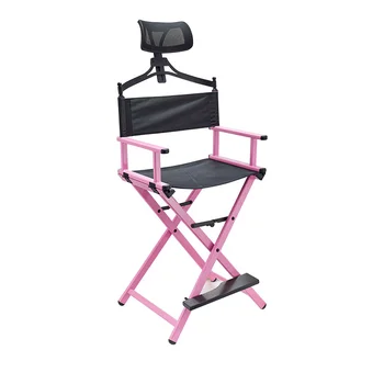 Съвременно портативно алуминиево кресло за отдих на открито с облегалката за глава - преносимо столче за гримьор / плажна стол, бар офис стол за грим