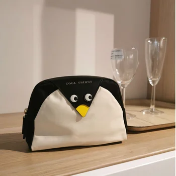 Найлон, косметичка с сладък пингвин, дамски пътна чанта за съхранение на тоалетни принадлежности, косметичка за организиране на преносимо съхранение, косметичка за грим
