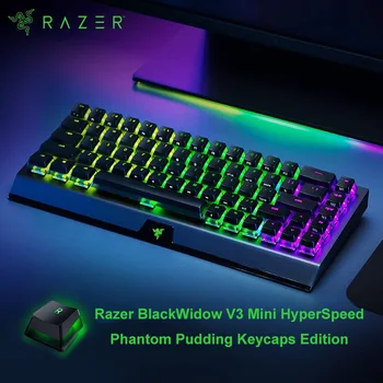 Оригиналната Безжична Ръчна Детска Клавиатура Razer BlackWidow V3 Mini Phantom Pudding Keycaps Edition Chroma RGB Зелен Ключ