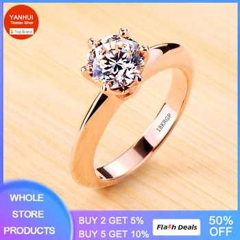 Минималистичные пръстен цвят розово злато YANHUI за жени, сватбени пръстени с блестящи кубическим цирконием, висококачествени универсални дамски пръстен на пръста си, подарък