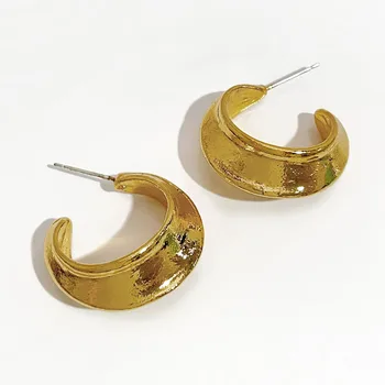 Peri'S Box Шик златни малки открити обеци-халки за жени, ефектни геометрични обеци, минималистичные метални, месингови обеци 2019