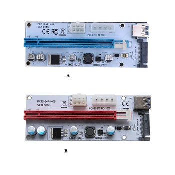 Такса за разширение PCI-E Адаптер за разширение PCI-E от 1x до 16x Такса за разширяване на GPU с 6-пинов 4-пинов интерфейс SATA Червен