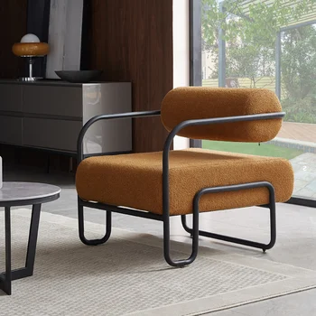 Скандинавски дизайн единична мързелив iron арт-минималистични диван-стол Хол, Спалня, балкон Mueblesa мебели за дома WXHYH