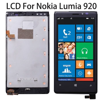 LCD дисплей За NOKIA Lumia 920 Сензорен екран с рамка Черен За NOKIA Lumia 920 Смяна на Дигитайзер дисплей, Без мъртви Пиксели