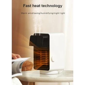 Електрическа вентилаторна печка 220 Регулируем термостат Вентилатор за топъл въздух без звук Бързо загряване мини-нагревател Plug EU