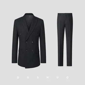 3612-R-Мъжки бизнес костюм на пружина с две копчета, индивидуален професионален костюм, индивидуален костюм