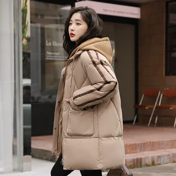 Дамско дълго палто 2023, нова зимно яке с качулка на супер топло елегантен дамски naka парк, хит на продажбите, памучен хастар