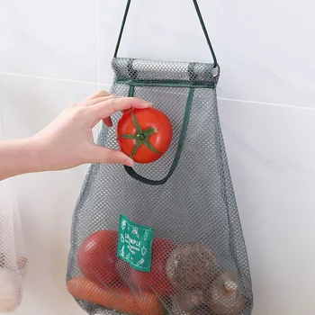 1 бр. подвесная чанта за съхранение на зеленчуци, куха дишаща множество mesh bag, кухненски чанта за сортиране на чесън, лук, зеленчуци, мрежест джоб