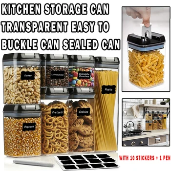 Топ 7 бр. комплекти контейнери за сухи продукти, штабелируемые херметически затворени буркани за съхранение на зърнени храни, домакински кухненски съдове за съхранение на зърнени храни
