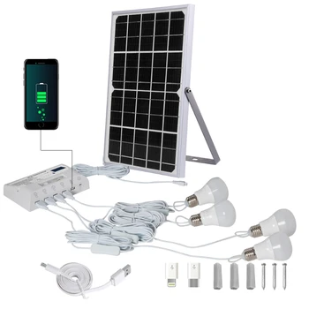 Комплект на слънчевата светлина с нова енергия, интерфейс 5USB за зареждане на телефони, соларни комплекти за дома