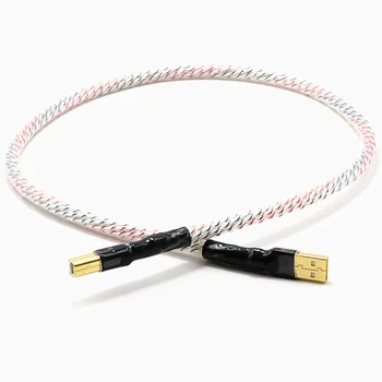 USB кабел Nordostt Hi-End Валхала 7 Нишки USB-Кабел за прехвърляне на Аудиосигналов Със Сребърно Покритие Hi-Fi USB A-B Кабел